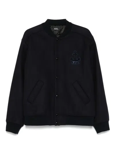 Apc Logo-embroidered Jacket In Black