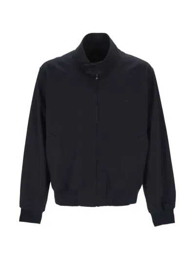 A.p.c. Cotton Jacket High Collar Ribbed Trims In Black