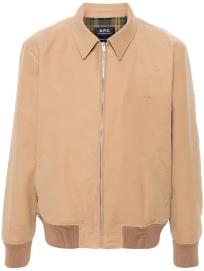 Apc Logo-embroidered Jacket In Neutrals