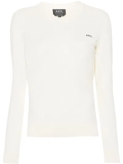 Apc Logo-embroidered Jumper In Neutrals