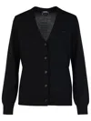 Apc A.p.c. Salome' Black Wool Cardigan In Lzz Black