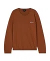 Apc A.p.c. Logo Embroidered Knit Jumper In Brown
