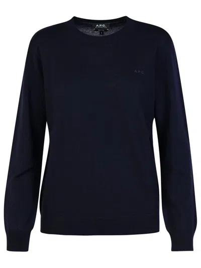 Apc A.p.c. Logo Embroidered Knit Jumper In Navy