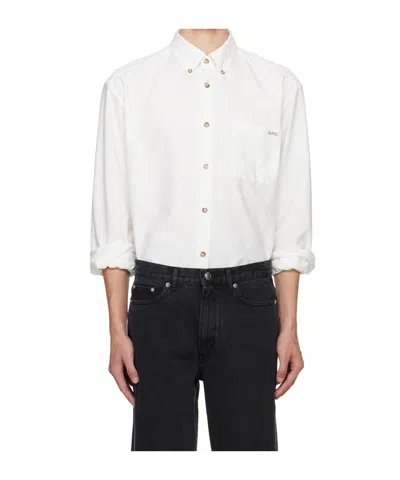 Apc A.p.c. Classic Button-down Shirt With Subtle Logo Detail In Multi