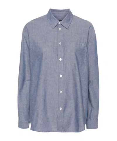 Apc Logo-embroidered Shirt In Gray