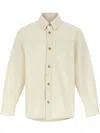 Apc Long-sleeve Cotton Shirt With Classic Collar In Neutrals