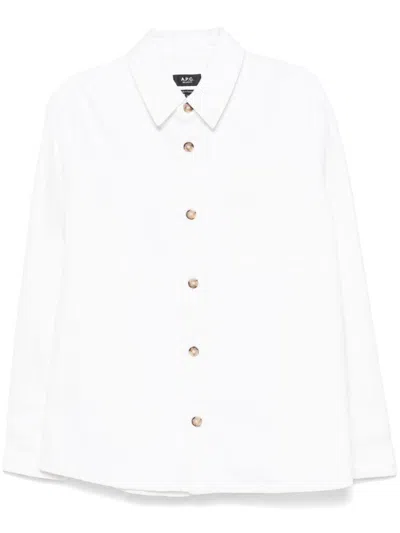 Apc Logo-embroidered Shirt In Weiss