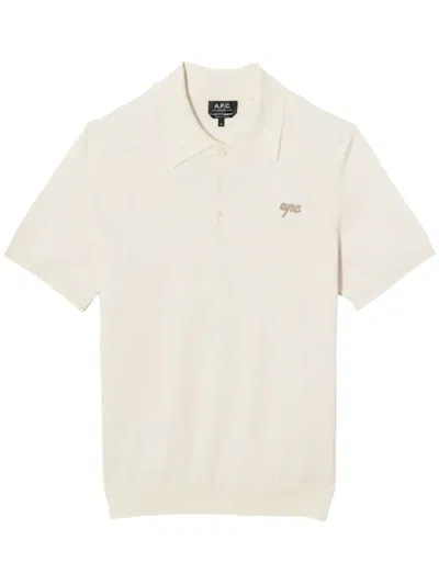 A.p.c. Logo Embroidered Short-sleeved Polo Shirt In Neutral
