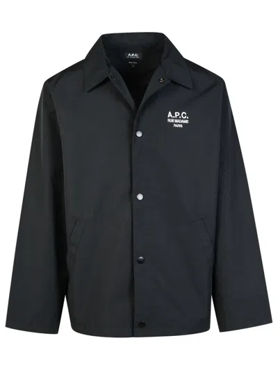 Apc A.p.c. Logo Embroidered Snapped Bomber Jacket In Black
