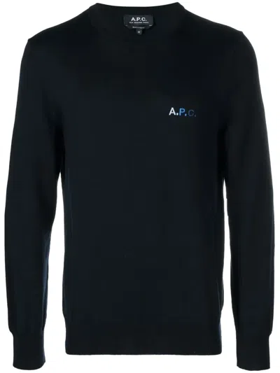 Apc Embroidered Logo Sweatshirt In Blue