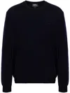 Apc Merino Wool Jumper With Tone-on-tone Embroidery In Black