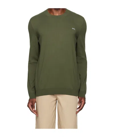 Apc Logo Embroidered Sweater In Green