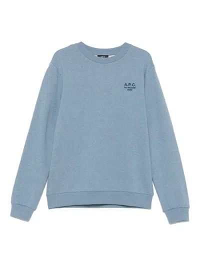 Apc Logo-embroidered Sweatshirt In Blue