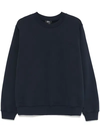 Apc Logo-embroidered Sweatshirt In Blue