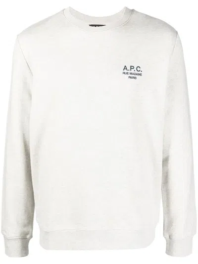 Apc Logo-print Sweatshirt In Grey
