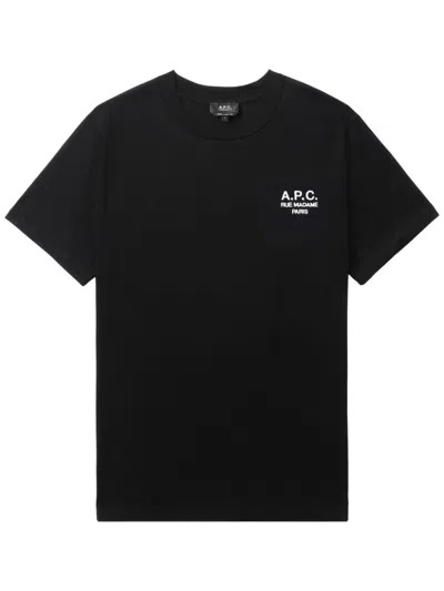 Apc Logo-embroidered T-shirt In Black