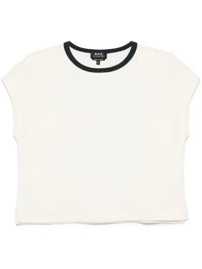Apc Logo-embroidered T-shirt In Neutrals