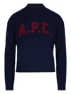 Apc Logo-embroidered Turtleneck Sweater In Blue