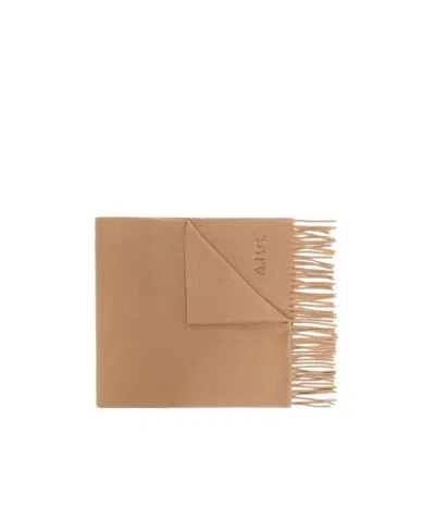 APC LOGO-EMBROIDERED VIRGIN WOOL SCARF