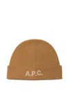 Apc Logo-embroidered Wool Beanie In Brown