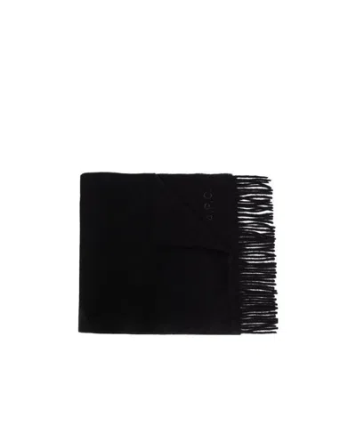 Apc Logo-embroidered Wool Scarf In Black