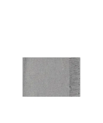 A.p.c. Logo-embroidered Wool Scarf In Gray