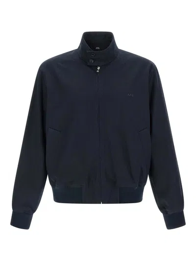 A.p.c. Logo Embroidery Blouson In Blue