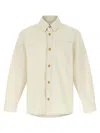 Apc Long-sleeve Cotton Shirt With Classic Collar In Beige