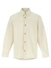 Apc Long-sleeve Cotton Shirt With Classic Collar In Beige
