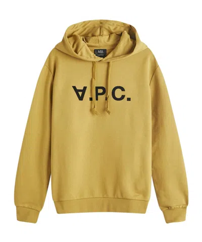 APC LOGO-FLOCKED COTTON HOODIE