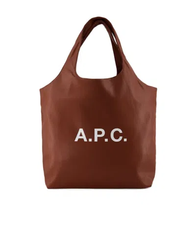 A.p.c. Logo Handbag In Brown