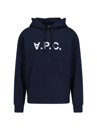 APC A.P.C. LOGO HOODIE – BLUE