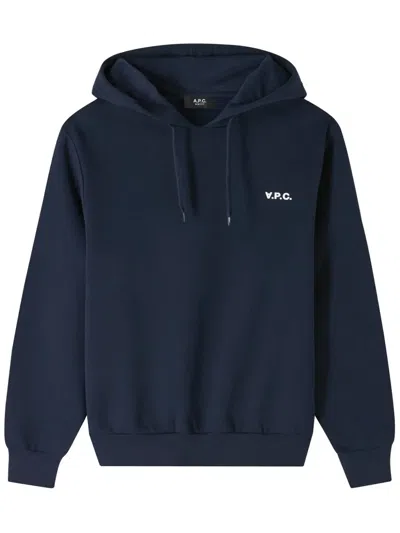Apc Logo Hoodie In Blue