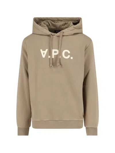 Apc Hooded Sweatshirt Drawstring Hood Ribbed Cuffs In Brown