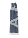 Apc Logo-jacquard Wool Scarf In Blue