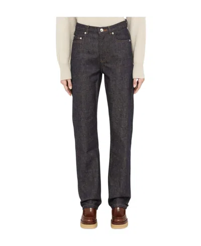 Apc Logo Jeans In Black