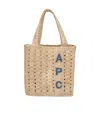 A.p.c. Rectangular Raffia Tote Bag With Contrasting Logo In Neutral