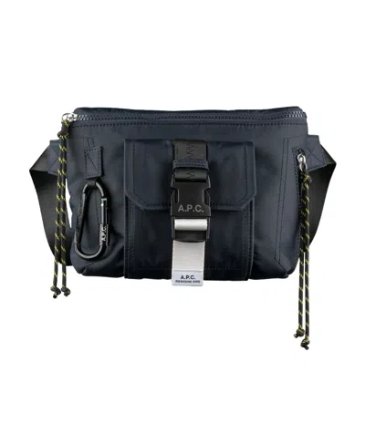 Apc A.p.c. Logo Patch Buckled Belt Bag In Black