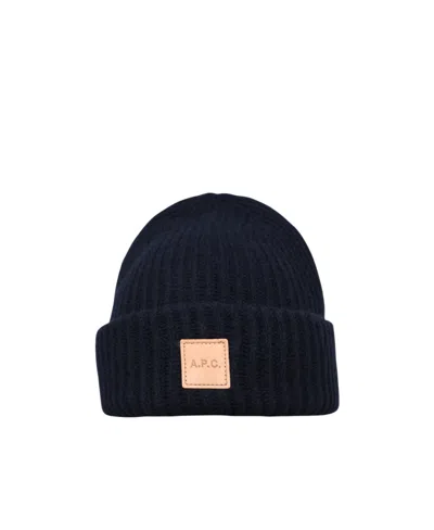 Apc Logo-patch Ribbed Beanie In Black