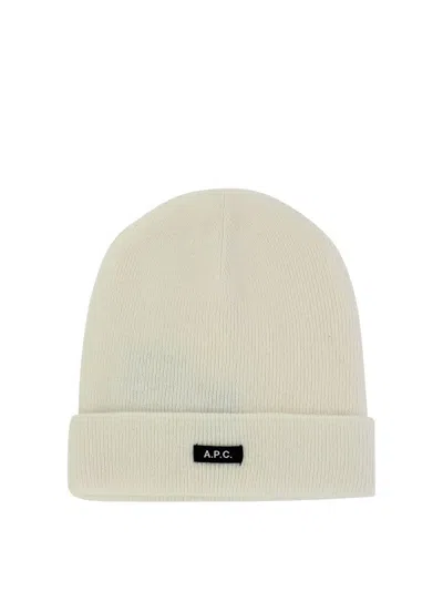 Apc Textured Fall Beanie With Brim In White