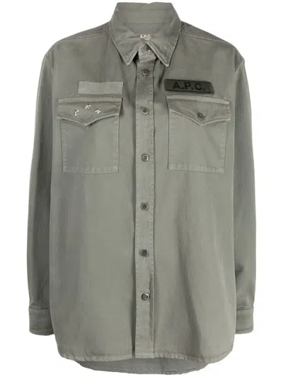 Apc Stud-embellished Long-sleeve Jacket In Green