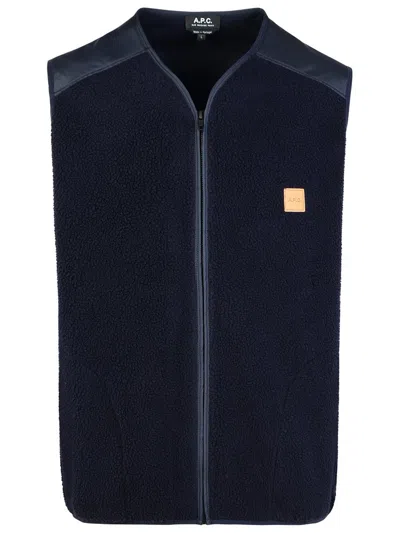 Apc Logo-patch Fleece Vest In Black