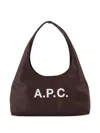 Apc A.p.c. Dark Brown Synthetic Leather Small Ninon Shoulder Bag In Brown