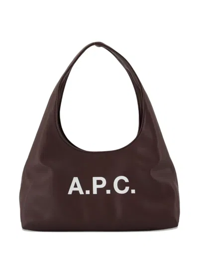 Apc Logo-plaque Shoulder Bag In Brown