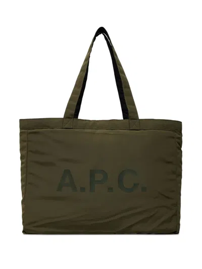 Apc Logo-plaque Tote Bag In Green