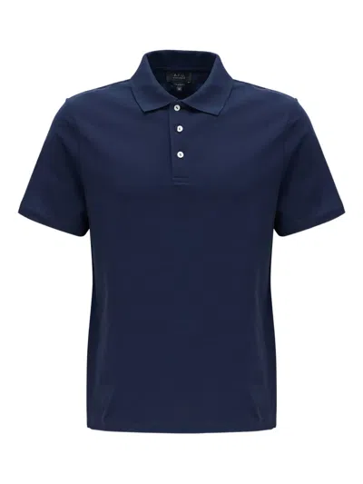 Apc Logo Polo Shirt In Blue