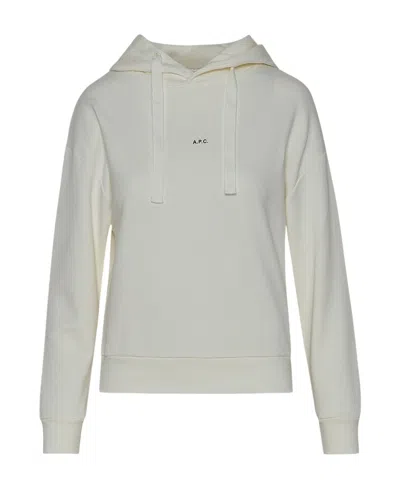 Apc Logo-print Cotton Hoodie In Gray