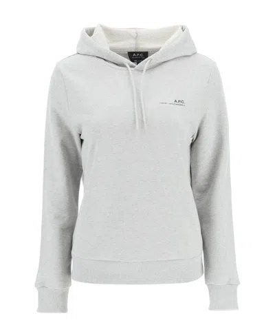 A.p.c. Logo-print Cotton Hoodie In White