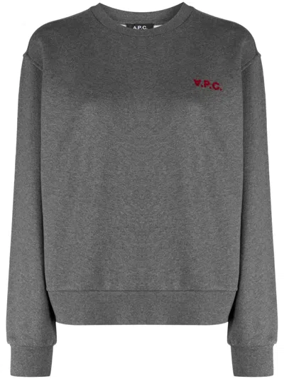 Apc Logo-print Cotton Sweatshirt In 灰色
