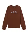 Apc A.p.c. Flocked Logo Crewneck Sweatshirt In Brown